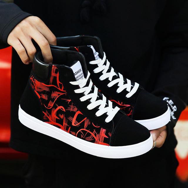 Mode Sneaker Herren Canvas Schuhe Atmungsaktiv Kühl Straßenschuhe Männlich Sneaker Schwarz Blau Rot Herren Freizeitschuhe A305