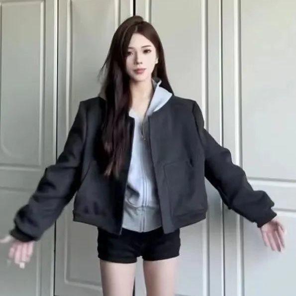 

Spring & Autumn American Retro Loose Baseball Jacket M 45-52.5kg