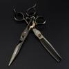 6.0 Inch Nimpson Black Steel Notched Handle Small Golden Tiger, Bearing Screw Hair Scissors, Hair Scissors, Thin Teeth Scissors