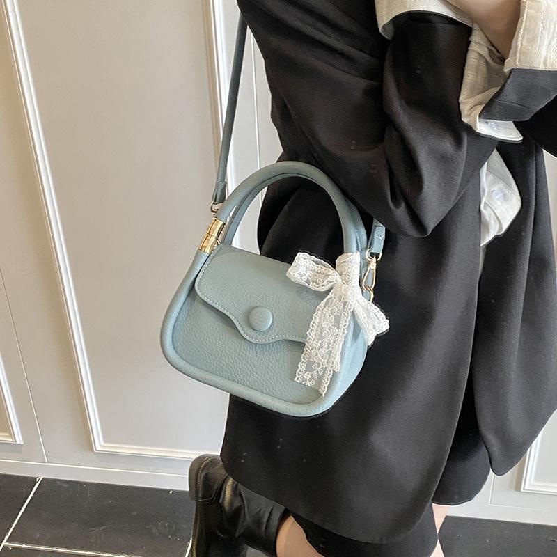 Lychee Pattern Portable Small Square Bag Women'S Versatile Shoulder Bag Casual Light Luxury Messenger Bag