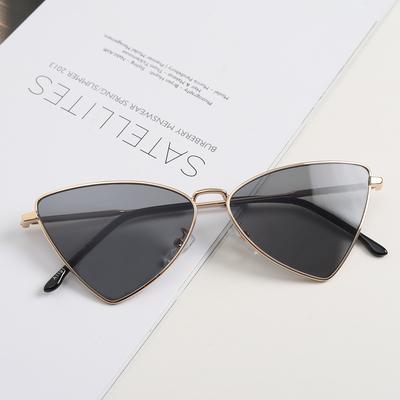 Gafas S1191 Mariposa Triangular Metal Montura Pequeña Todo Negro Gafas de Sol Gafas de Sol para Mujer para Hombre