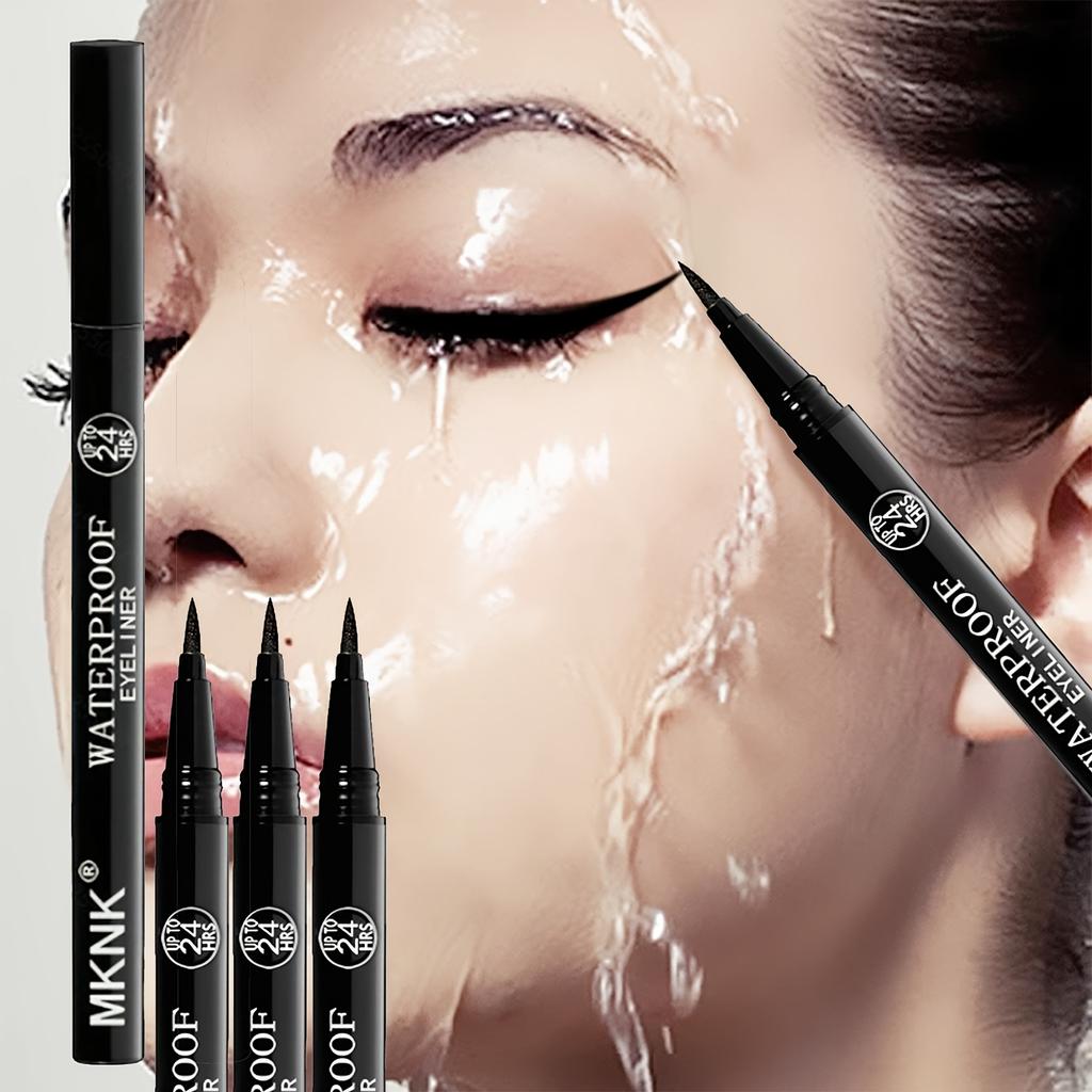 Crayon eye-liner liquide ultra-fin et waterproof, séchage rapide, anti-bavures, longue tenue, noir, application précise pour un maquillage des yeux spectaculaire.