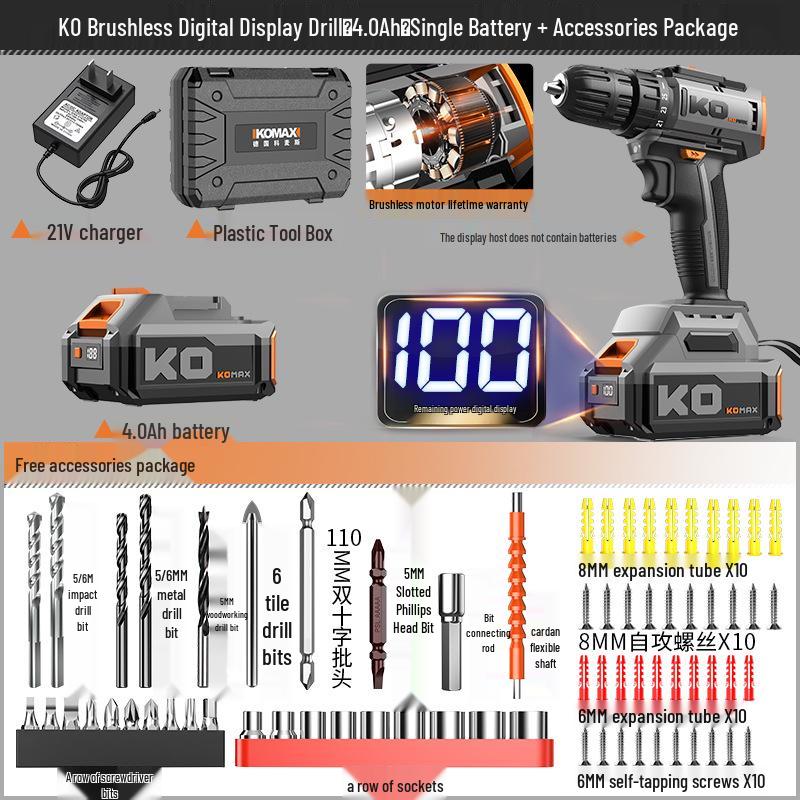 Cordless Brushless Impact Drill: Multifunctional Electric Screwdriver & Pistol Hand Drill for Household Use.