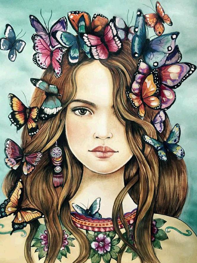 5D DIY Diamond Mosaic Butterfly Full Drill Square Girl Diamond Embroidery Flower Needlework Mosaic Art Decor For Home