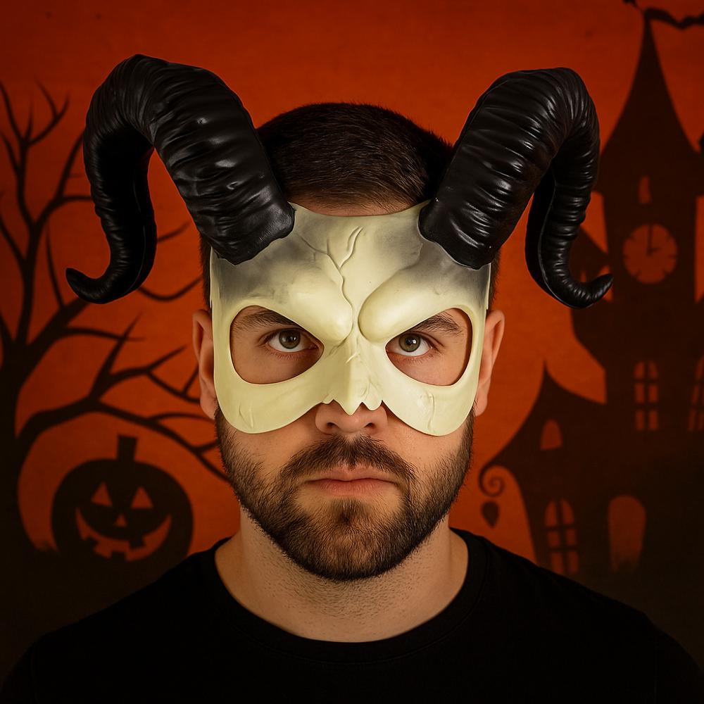 Animal Sheep Horn Mask Plastic Demon Mask Gothic Halloween Mask  Dress Up Party