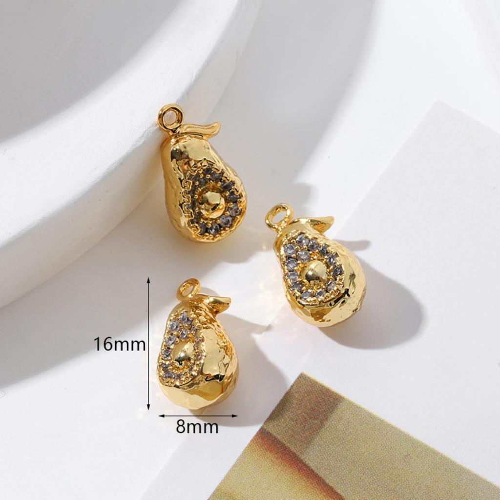2 PCs Brass Charms 18K Gold Plated 3D Fruit Cherry Peach Strawberry Grape Pendants For Jewelry Making Necklace Bracelet DIY