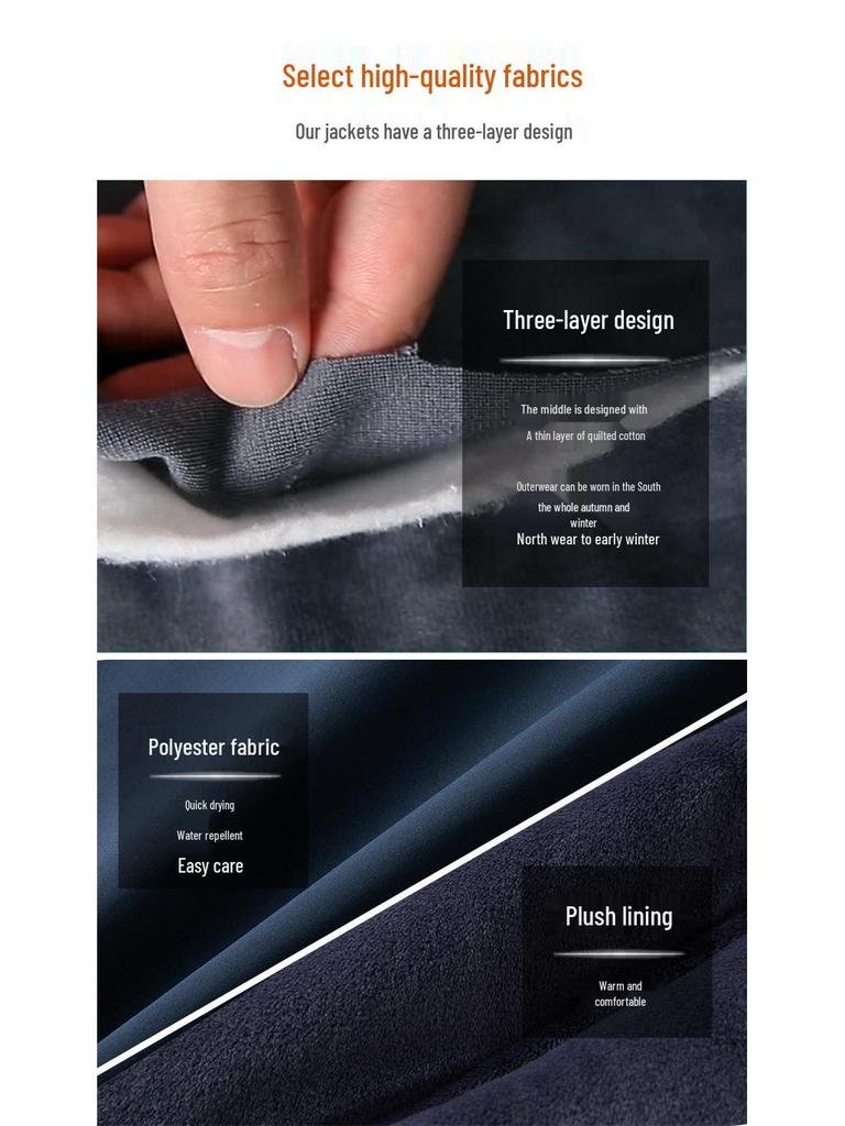 Men's Fleece-Lined Casual Windbreaker - Thick, Quick-Drying Cotton-Padded Jacket for Autumn and Winter