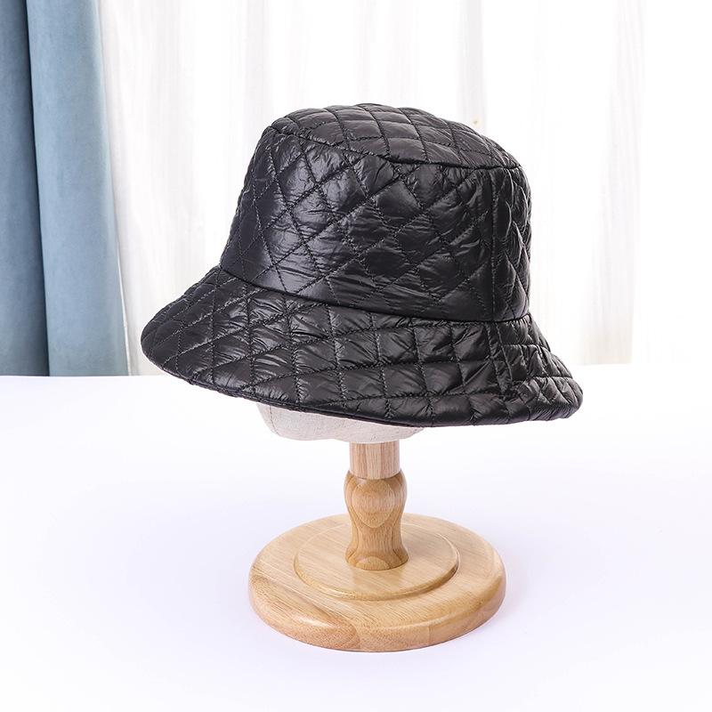 Hat women's new winter bucket hat down cotton versatile show small face thickened breathable warm basin hat men