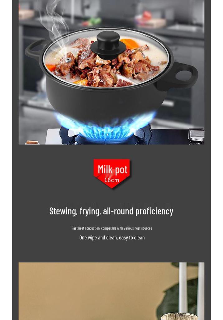 Thirteen-Piece Non-Stick Cookware Set: Includes Frying Pan, Soup Pot, Milk Pot, and Spatulas
