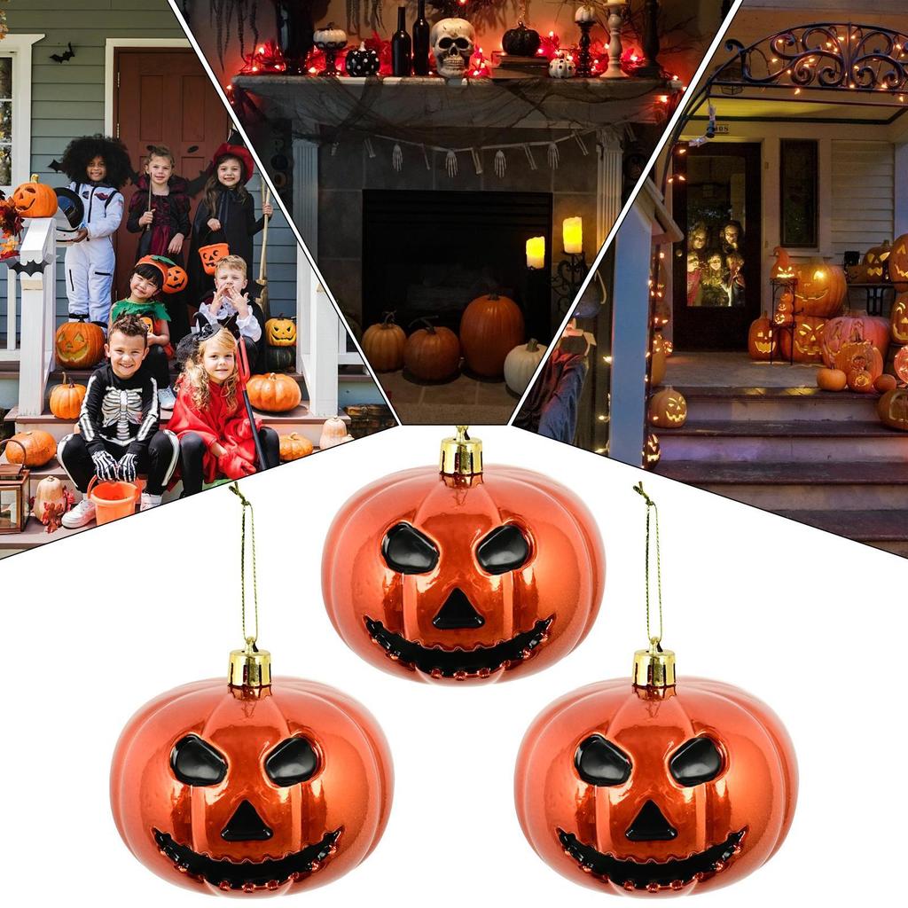Halloween Ornaments For Tree Pumpkin Halloween Tree Decorations Horror Smile Pendants For Christmas Yard Wall Fireplace Door