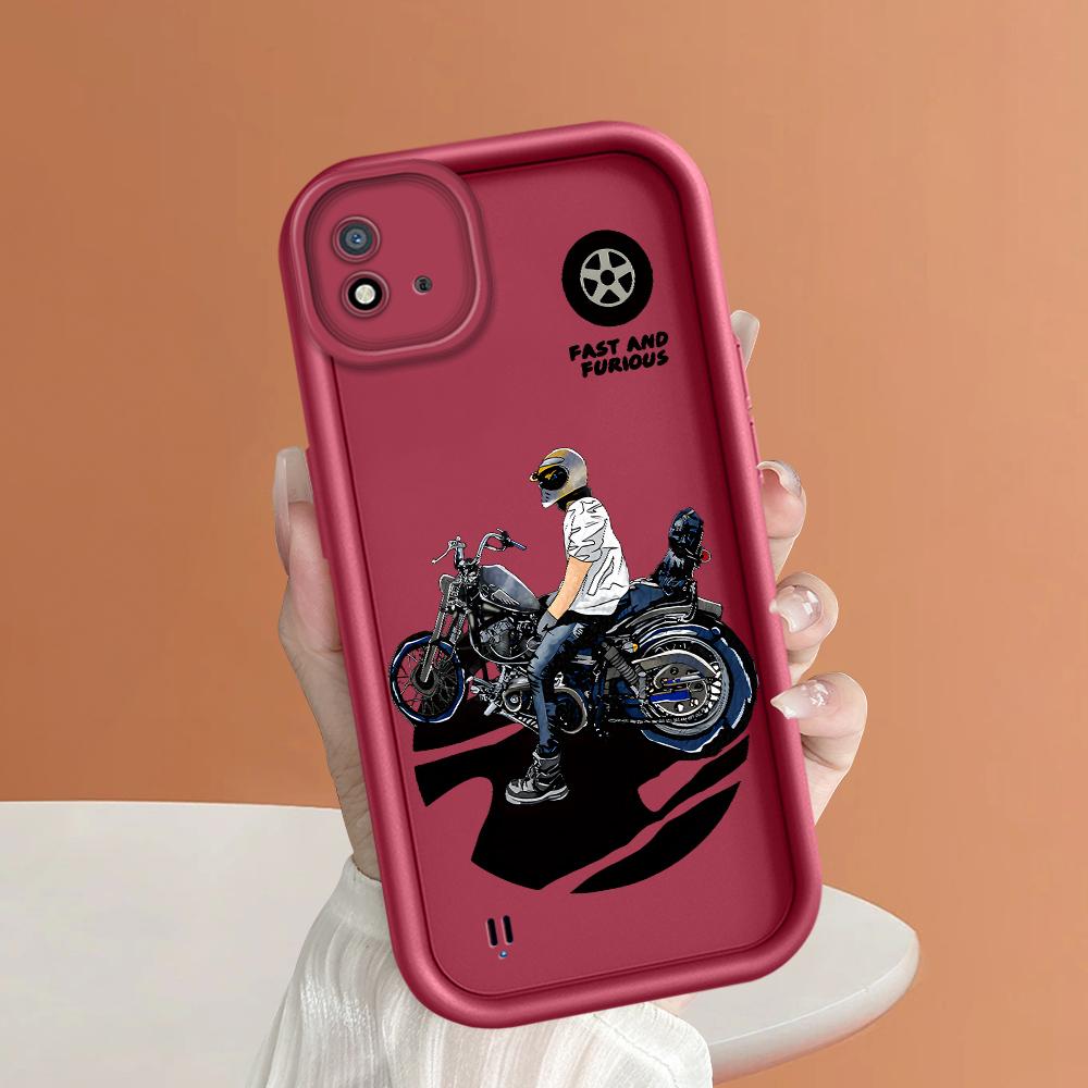 Soft Silicone Square Ladder Printing Pattern Phone Casing Full Cover Camera Shockproof Protection Rubber Case for OPPO Realme