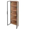 LED glass cabinet 62x35x160cm – oak exterior, light strip, dust-proof, tempered glass, corner cabinet with door – bookshelf, wine cabinet