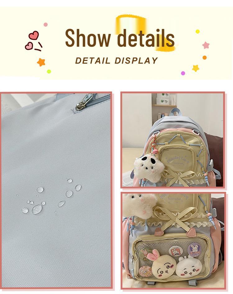 Wasserabweisender, verschleißfester Nylon-Rucksack im koreanischen Stil für High-School-Mädchen