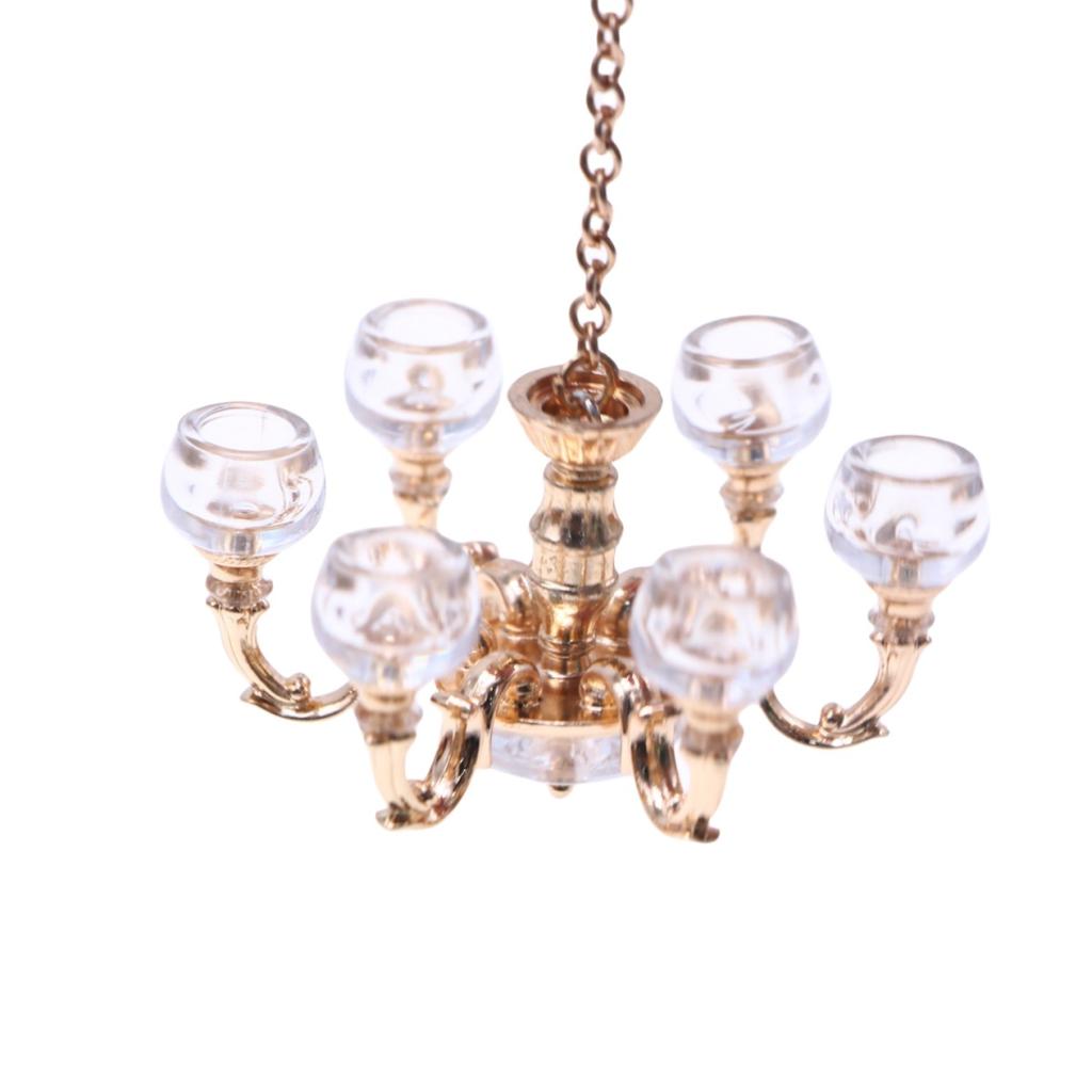 1:12 Dollhouse Miniature Retro Lamp Chandelier Light Working Ceiling Lamp Light Furniture Model Dollhouse Livingroon Scene Decor