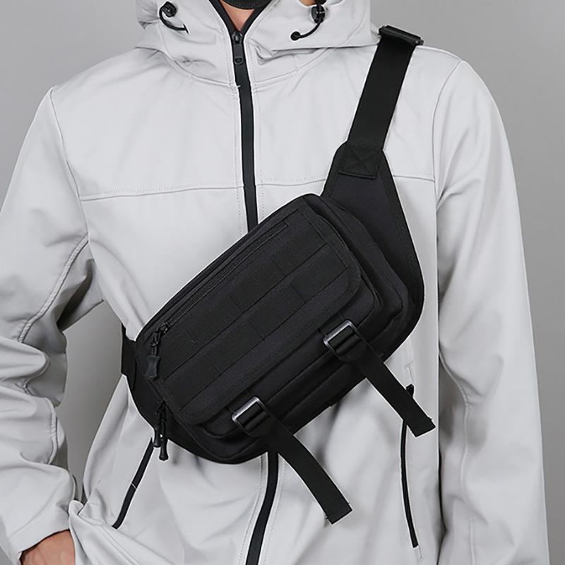 Men Tactical Fanny Pack Nylon Waist Bag Multifunctional Chest Bag Large Capacity Waterproof Hiking Sports Bag Cycling Travel Bag