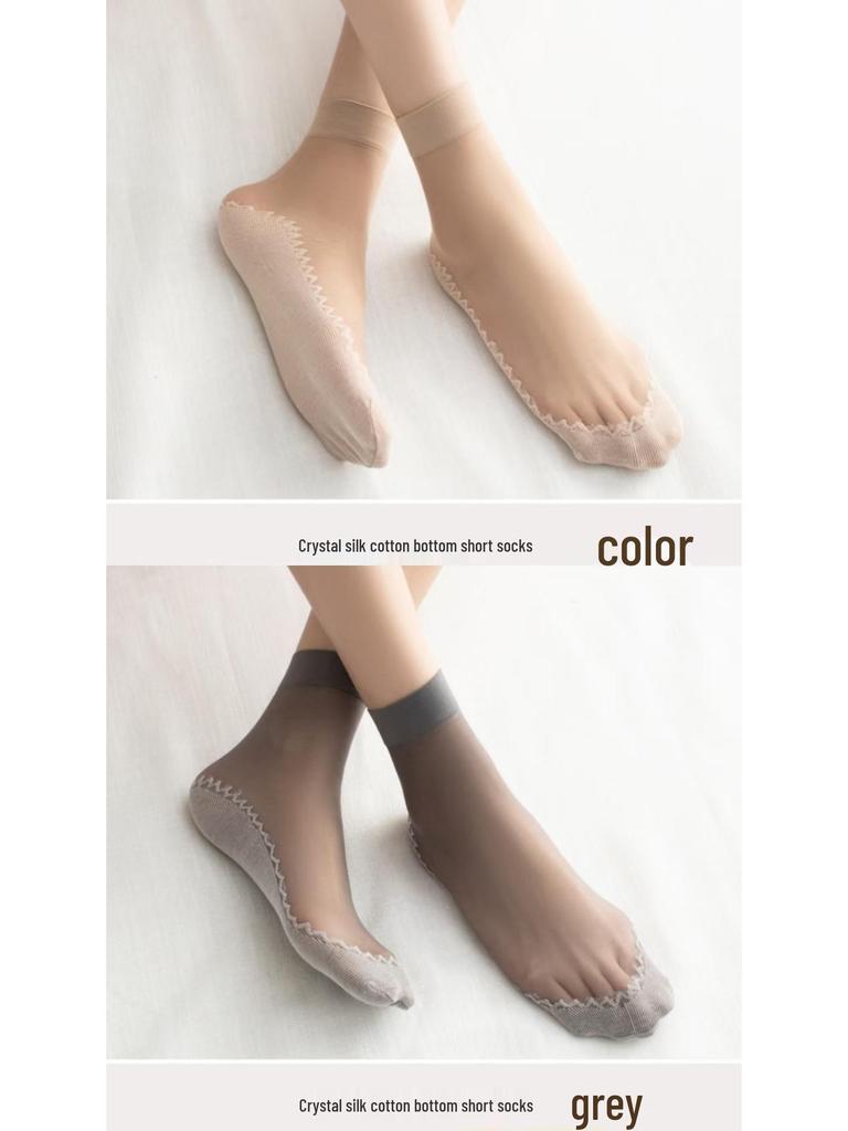Women's Non-Slip Sheer Silk Socks - Thin, Wear-Resistant, Anti-Snagging Spring/Fall Stockings