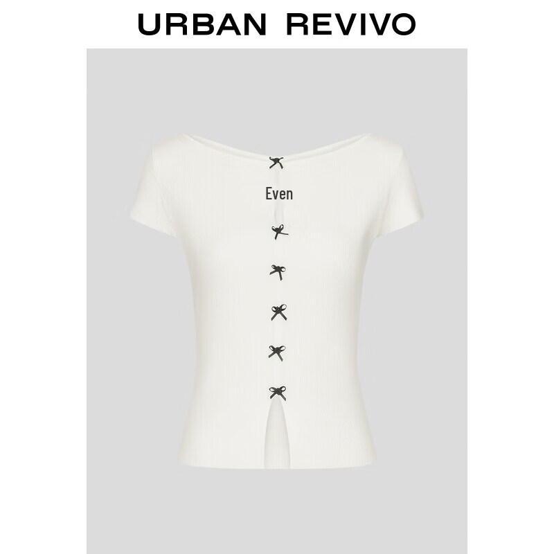 UR2026 Women s Contrast Bow Knit Top XL