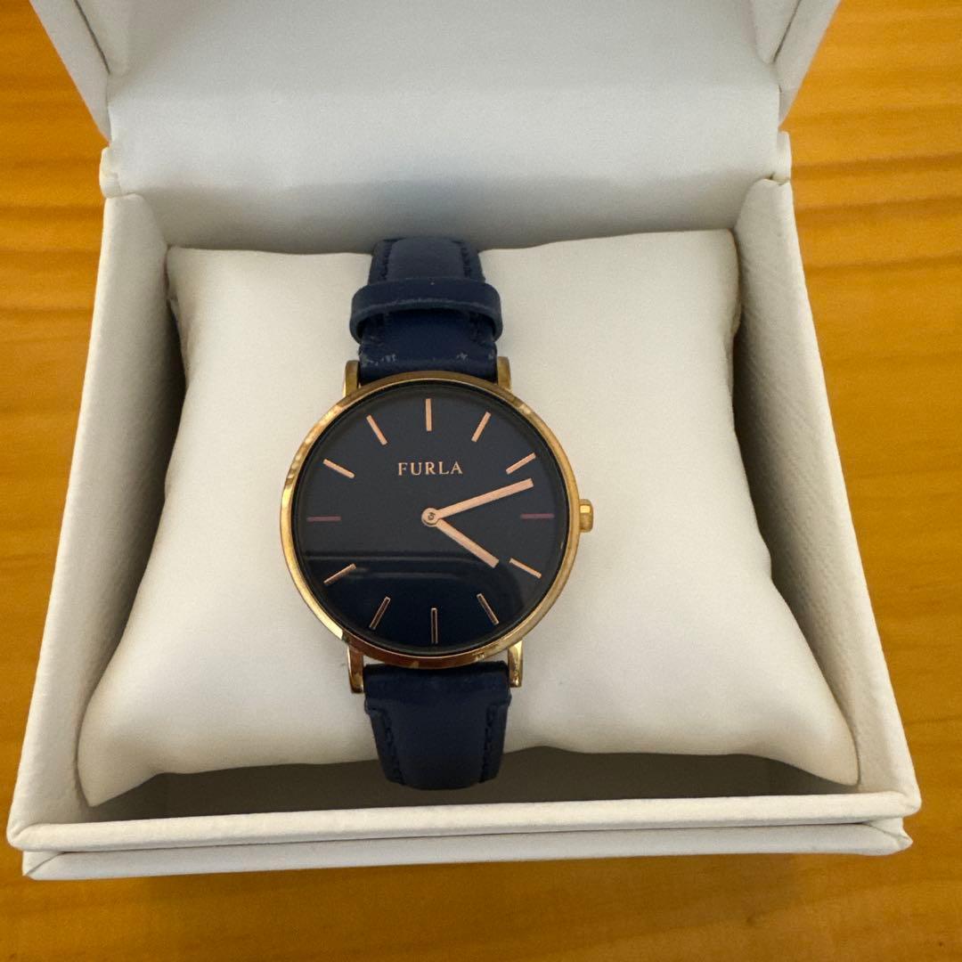 Used FURLA navy leather watch