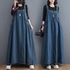 New spring, summer and autumn long dress retro loose and thin denim strap skirt long pendulum dress women's tide
