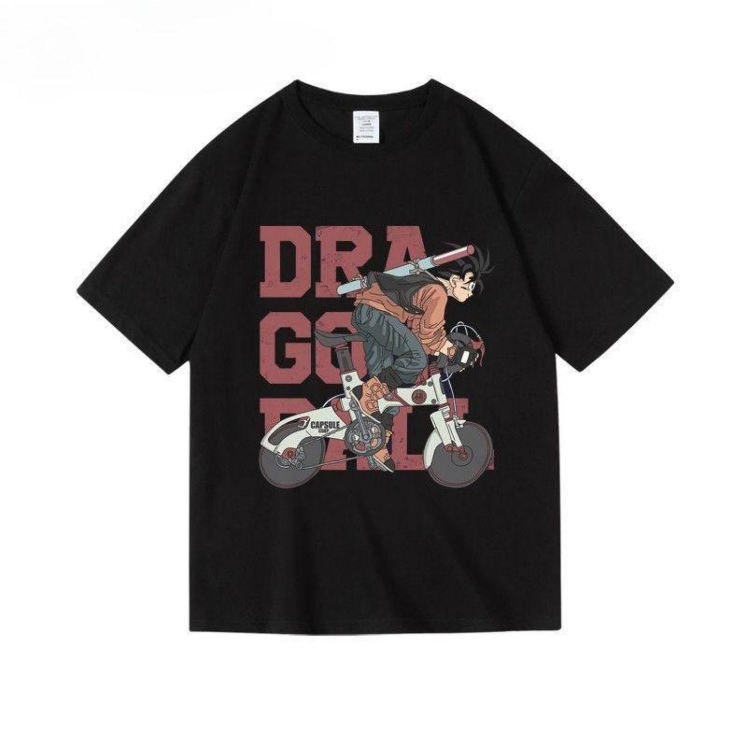 

Dragon Ball Anime Mens 100cotton Tshirt 2026 Summer New Wukong Pattern Unisex Harajuku Short Sleeve Loose Y2K Trend Shirt S чёрный