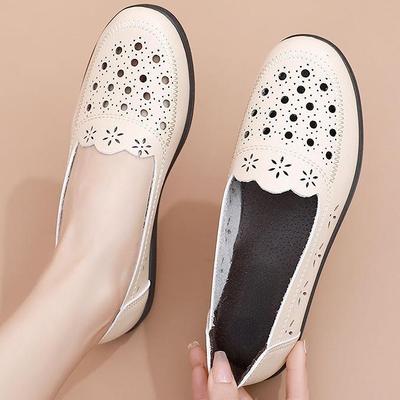 Annemin Sandalet Yaz Sandalet Nefes Moda Içi Boş Deri Ayakkabı Yumuşak Alt kaymaz Düz kadın