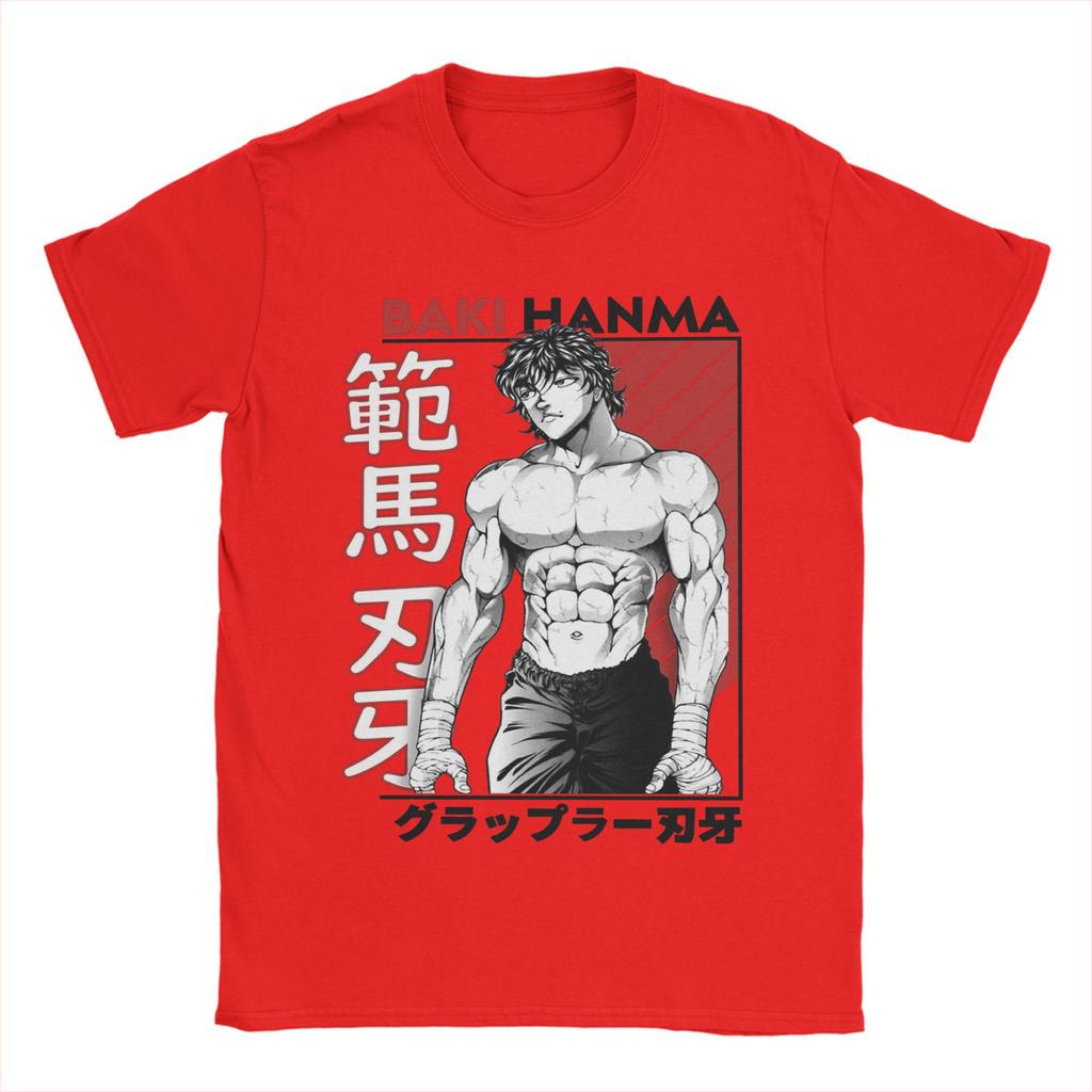 Baki The Grappler Hanma Herren T-Shirt Lustige T-Shirts Kurzarm Rundhals T-Shirt Reine Baumwolle Erwachsenen Tops