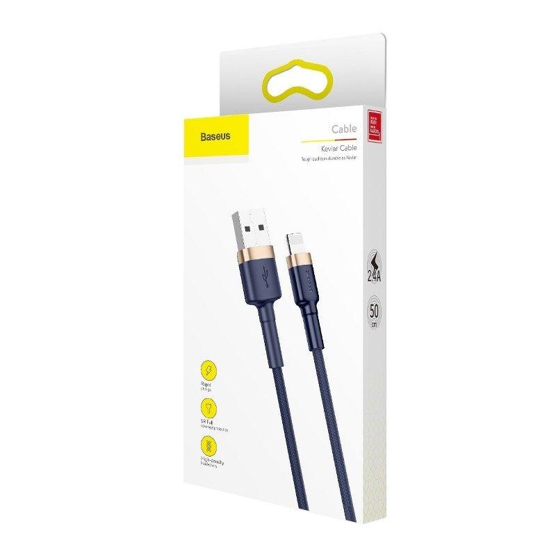 Kabel Usb Lightning  Baseus Cafule 2.4A 1M (Złoto-Granatowy)