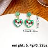 Vintage Style Ethnic Earrings, Colorful Green Heart Stud Earrings for Vacation