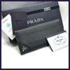 Used PRADA Long Wallet, Leather, Black, with Box