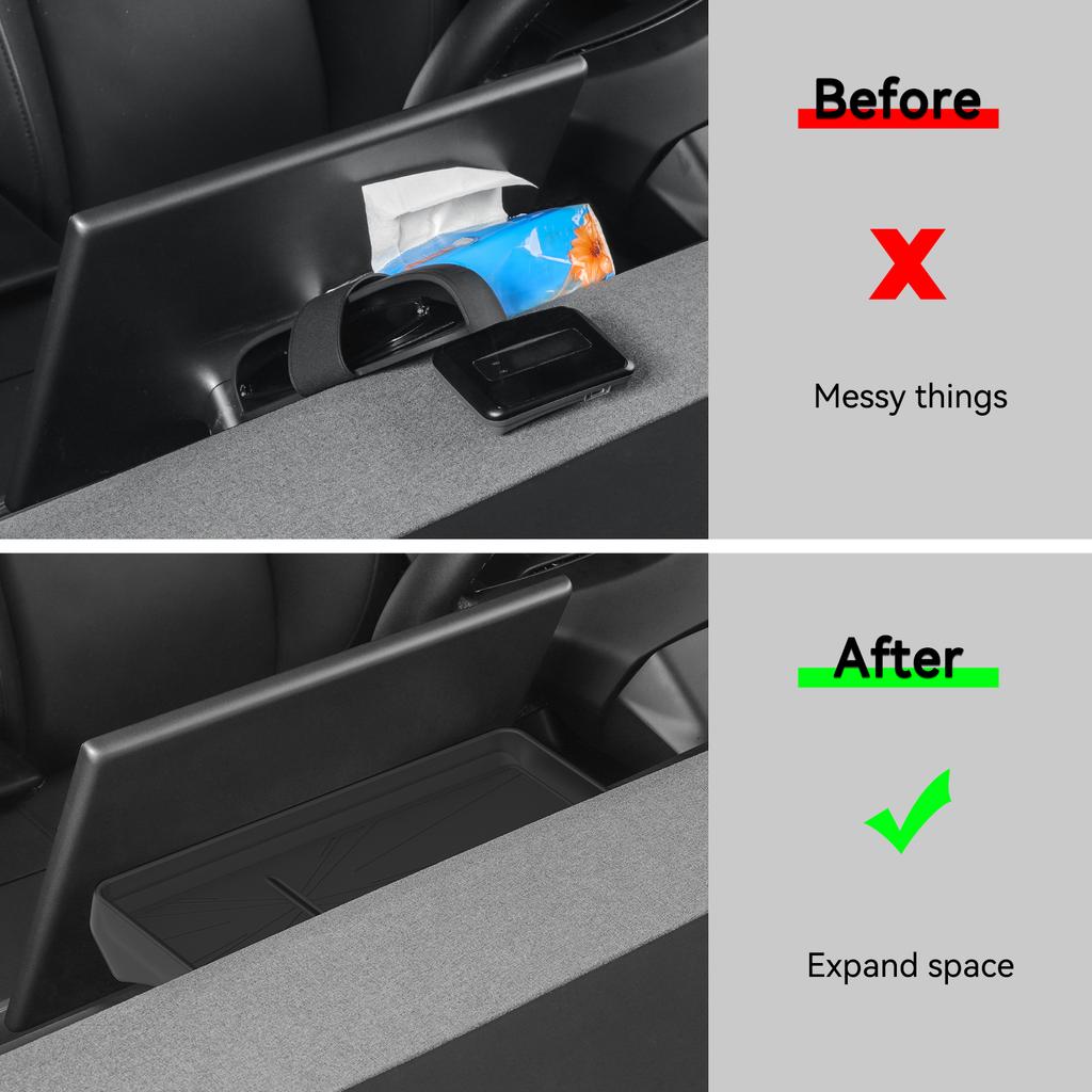 Smabee for Tesla Model YL 2025+/Model Y 2020+/Model 3 2017+ Behind‑Screen Dashboard Storage Box Transparent Black Accessories D5