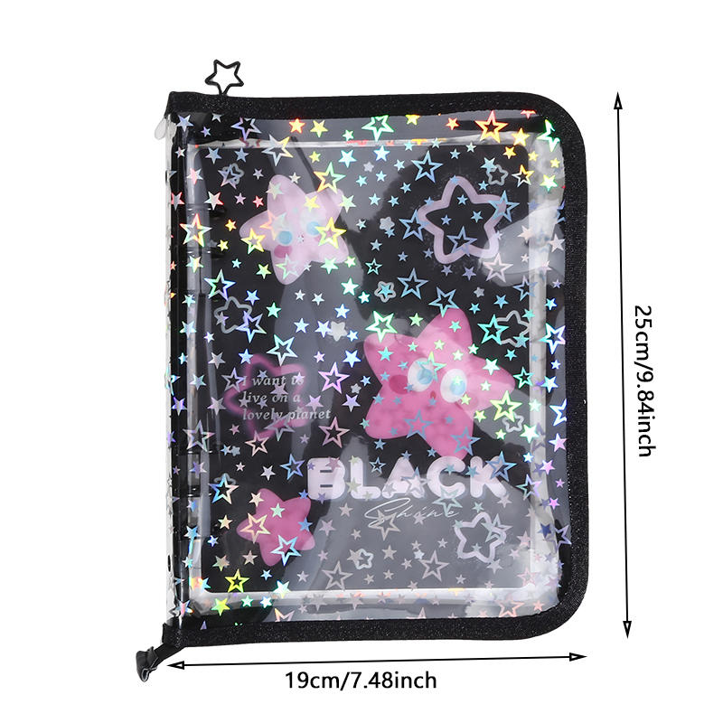 A5 6-hole Loose Leaf Notebook With Zipper and Edging Photo Album Guka Idol Small Card 1PC Shell Book or 10pcs Inner Pages