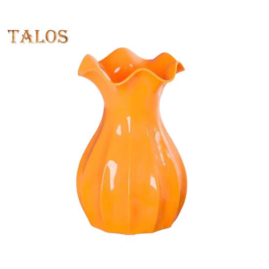 

Легкая пластиковая ваза, небьющаяся ваза для цветов с гофрированным горлом, держатель для сухоцветов с бантом для спальни, гостиной, стола, декора оранжевый