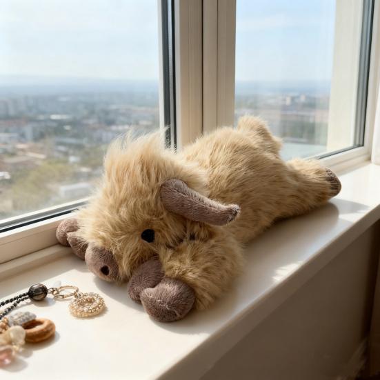 Hochlandrind Plüschtier Langhaariges Schottisches Rind Stofftier Weich Kuschelig Bauernhof Deko für Kinder Sammler