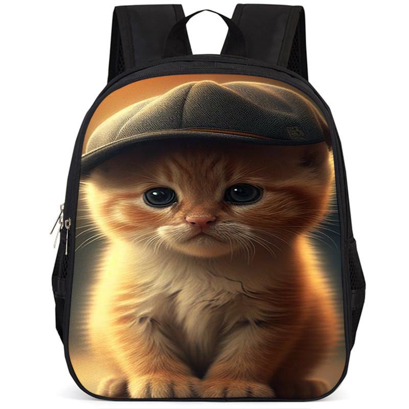 Adorable Cat 15-inch Large Capacity School Backpack Lightweight Oxford Fabric