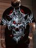 Men's Short Sleeve T-Shirt Black Dragon Skull with Red Eyes And Metal Details Graphic Print Casual Streetwear Top for Daily Wear And Outings Suitable