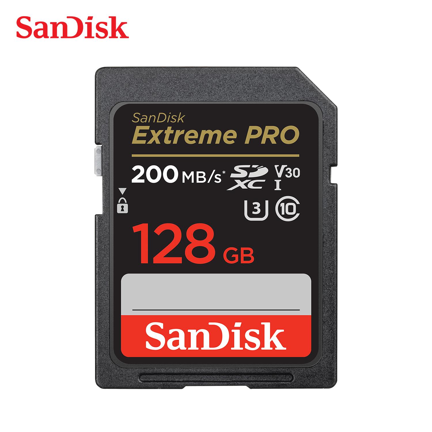 Карта памяти SanDisk Extreme PRO SD 128 ГБ, карта памяти SDHC SDXC UHS-I 32 ГБ, карта памяти C10 U3 V30 4K UHD Extreme SD Flash для цифровой зеркальной фотокамеры, камкордера 128GB