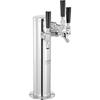 Triple Taps Draft Beer Tower Dispenser, Stainless Steel Keg Beer Tower, Kegerator Tower Kit with Pre-Assembled Tubing and Self-Closing Faucet Shanks