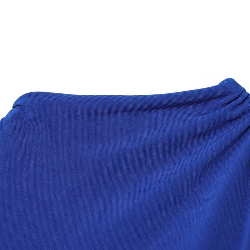 Kaslead New Women clothes Western Style Fashion Simple Slimming Shoulder Solid Dress