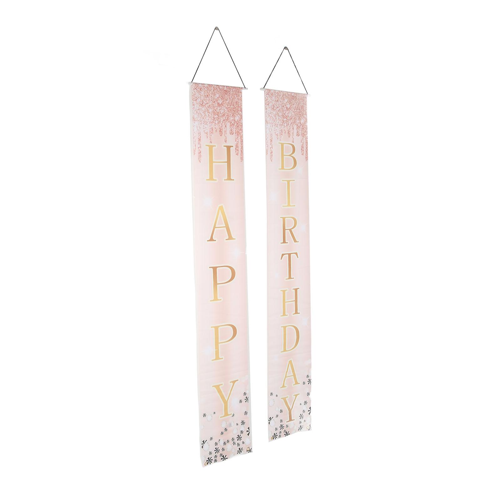 

2 шт. С Днем Рождения Знак на крыльце, устойчивый к разрывам, розовый, светлый, блестящий, на день рождения, фоновая вывеска для