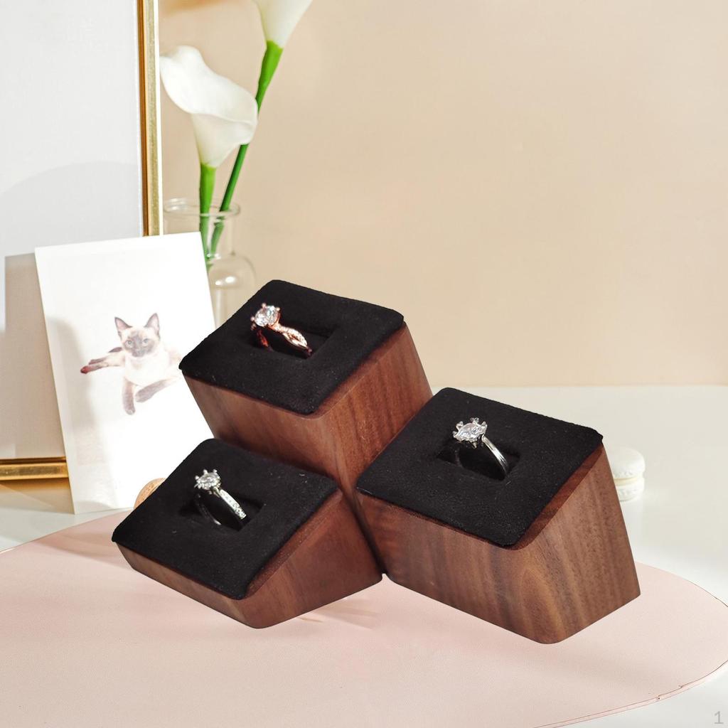 3 Pieces Ring Holder Wood Display Jewelry Support Organizing Tray Drawer Dressing Table