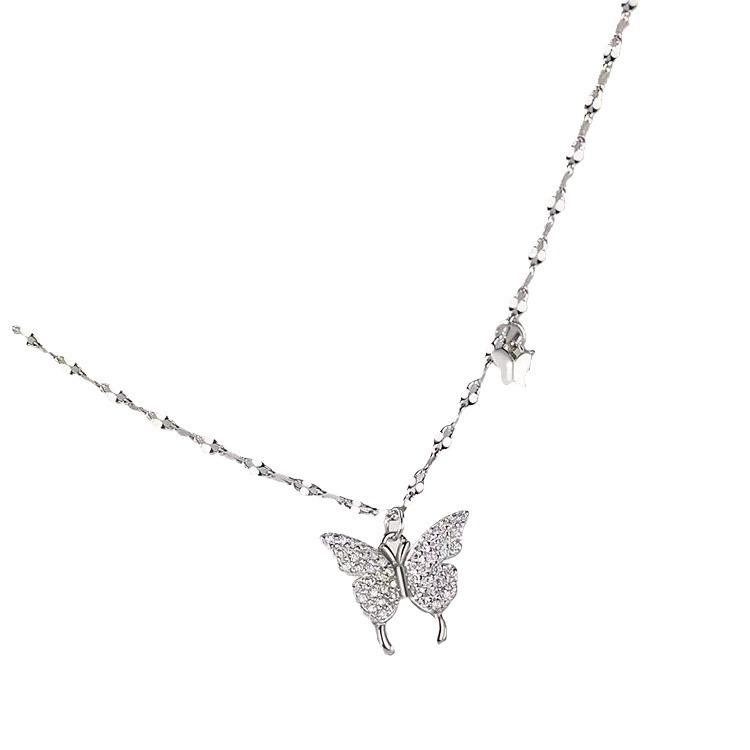 2023 Sterling Silver Butterfly Necklace: High-End Luxury Choker for Women