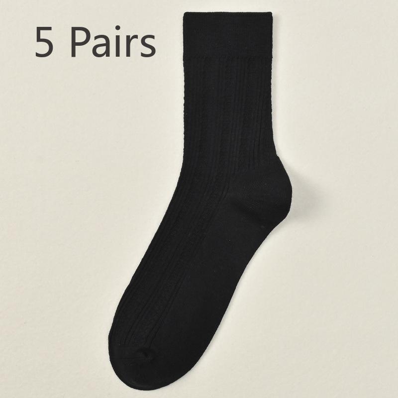 5 Pairs of Male Spring and Autumn High Grade Comfortable Cotton Sweat Absorbing Breathable Deodorizing Socks