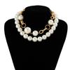 Exaggerated Pearl Choker Necklace Bead Chain Chunky Clavicle Choker  for Woman Girls