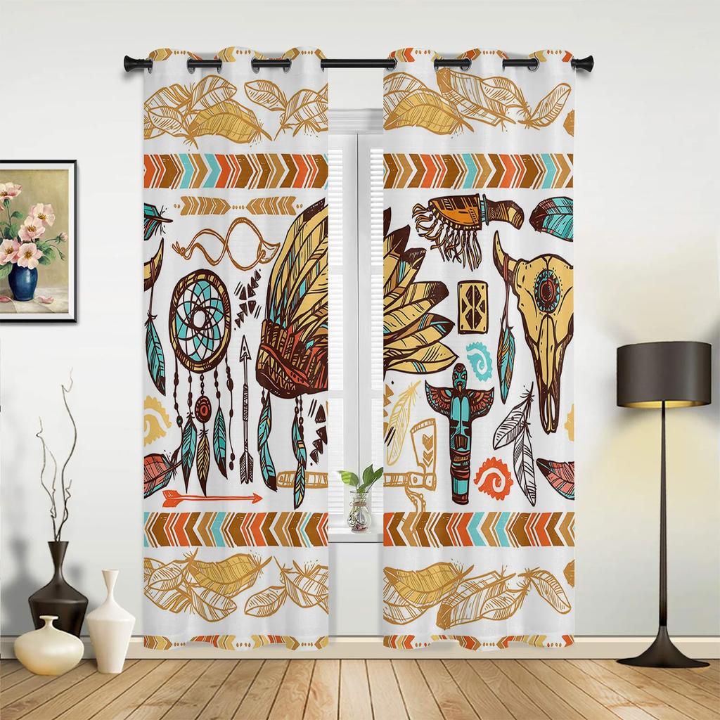 Indian Flowers Window Curtains Home Decoration Living Room Curtains Custom Window Treatments Drapes Cortinas For Kitchen Bedroom