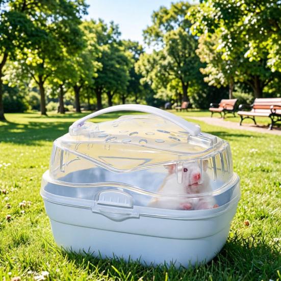 Hamster Carrier Cage with Water Bottle Portable Small Animal Travel Cage Plastic Clear Guinea Pig Carrying Case for Dwarf Hamsters Chinchillas