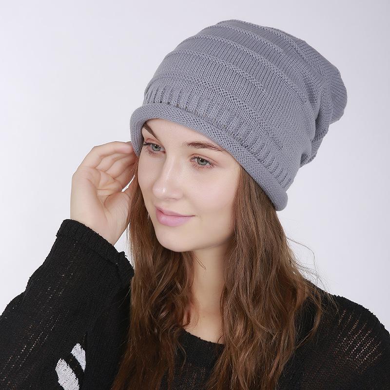 Pălărie subțire de lână tricotată orizontală plisată toamnă iarnă de damă