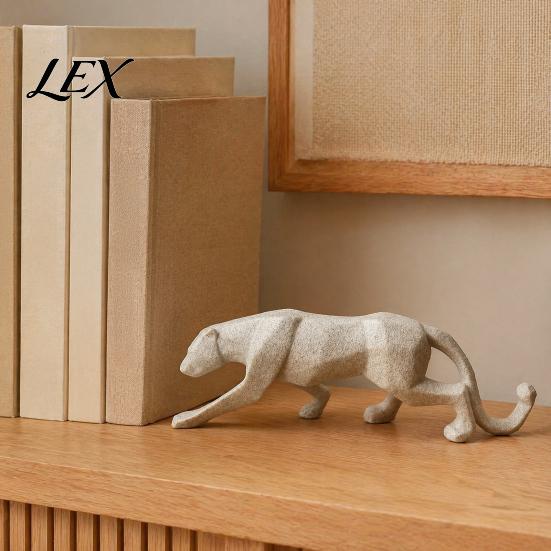 Stable Desk Art Piece 3D Geometric Cheetah Ornament, Durable PLA Modern Minimalist Sculpture, Artistic Animal Figurine Stone Texture Statue, for Home