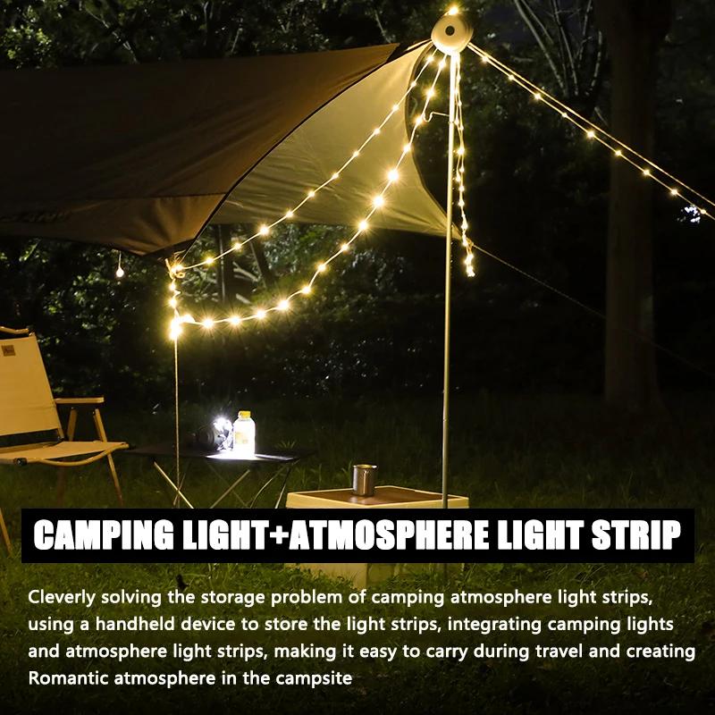 LED Light String Portable Camping Light 2000mAh Rechargeable 10m Outdoor Atmosphere Tent Wedding Christmas Decor Strip Star Lamp