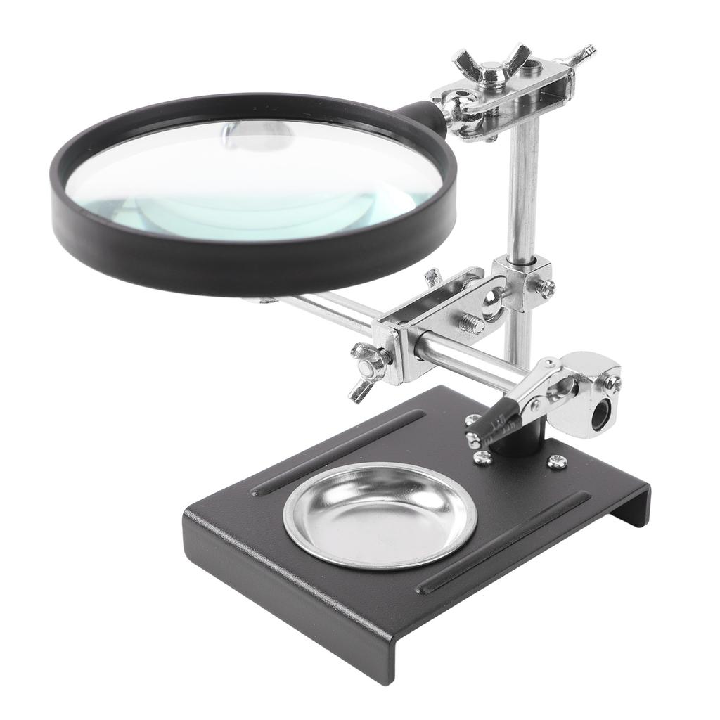 Magnifying Glass Soldering Station Desktop Welding Repair with Auxiliary Clip Stand for PCB Mobile