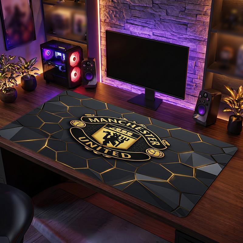 Tappetino per Mouse con Motivo a Tema Manchester United FC, Tappetino XXL per Scrivania da Gaming con Design del Logo del Calcio, Tappetino per Mouse del Computer Antiscivolo